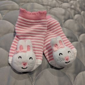Baby girl Easter bunny rattle socks